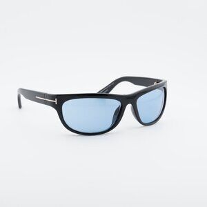 Tom Ford Anders-02 FT1363 01V Sunglasses Black Rectangle Frame, Blue Lenses